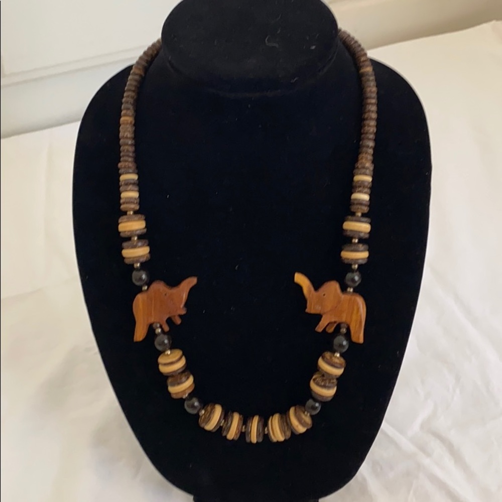 Vintage wooden bead necklace
